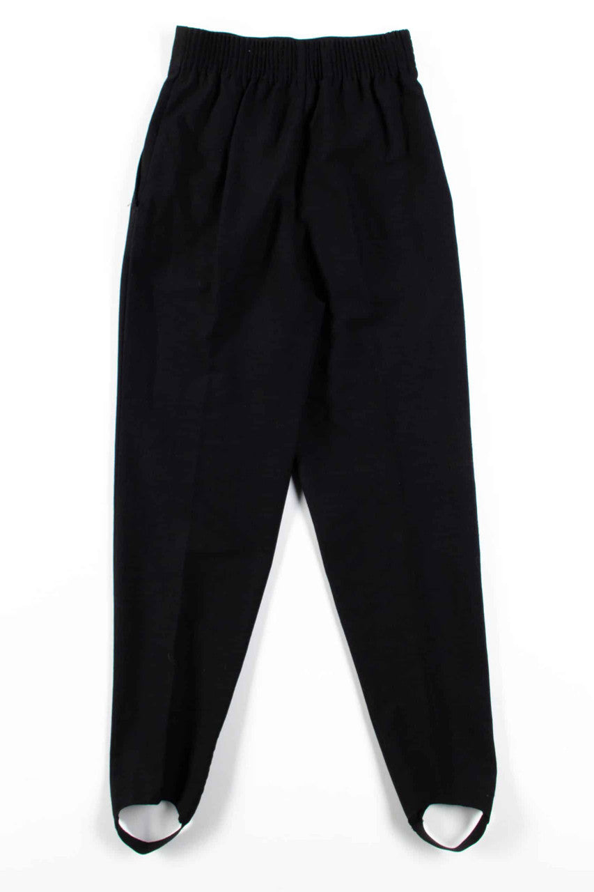 Black Pleated Vintage Pants w/ Stirrups (sz. 6)