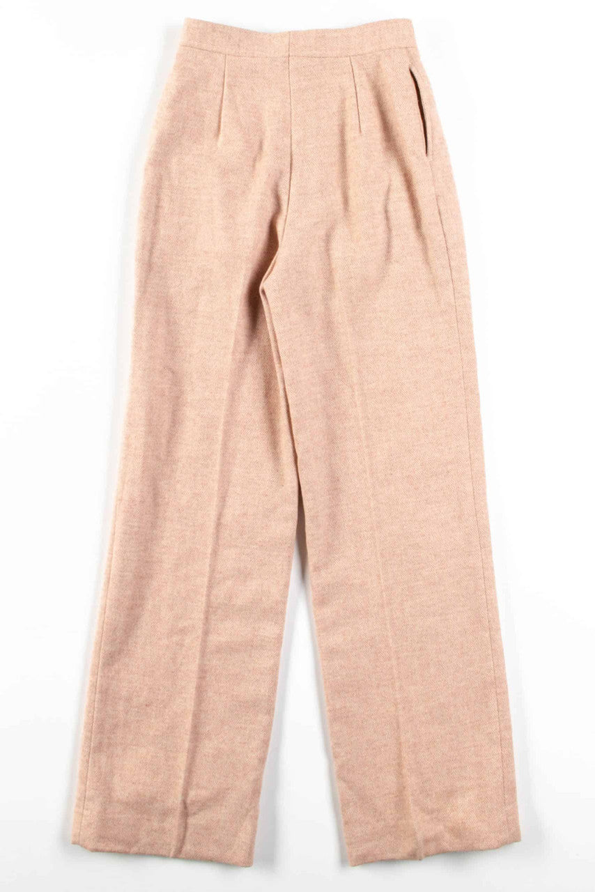 Pink Herringbone Wool Pants (sz. 8)