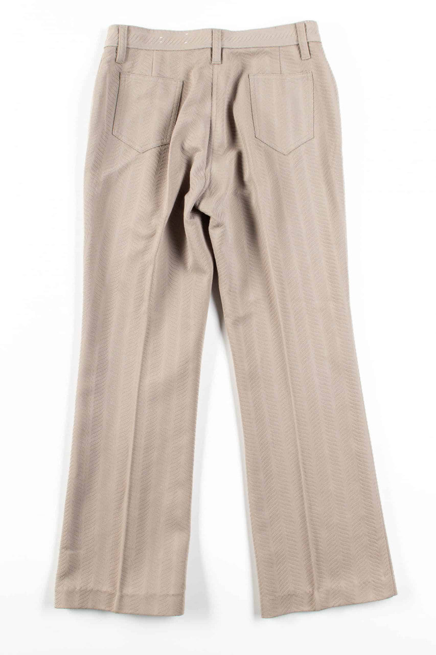Tan Textured Pleated Pants