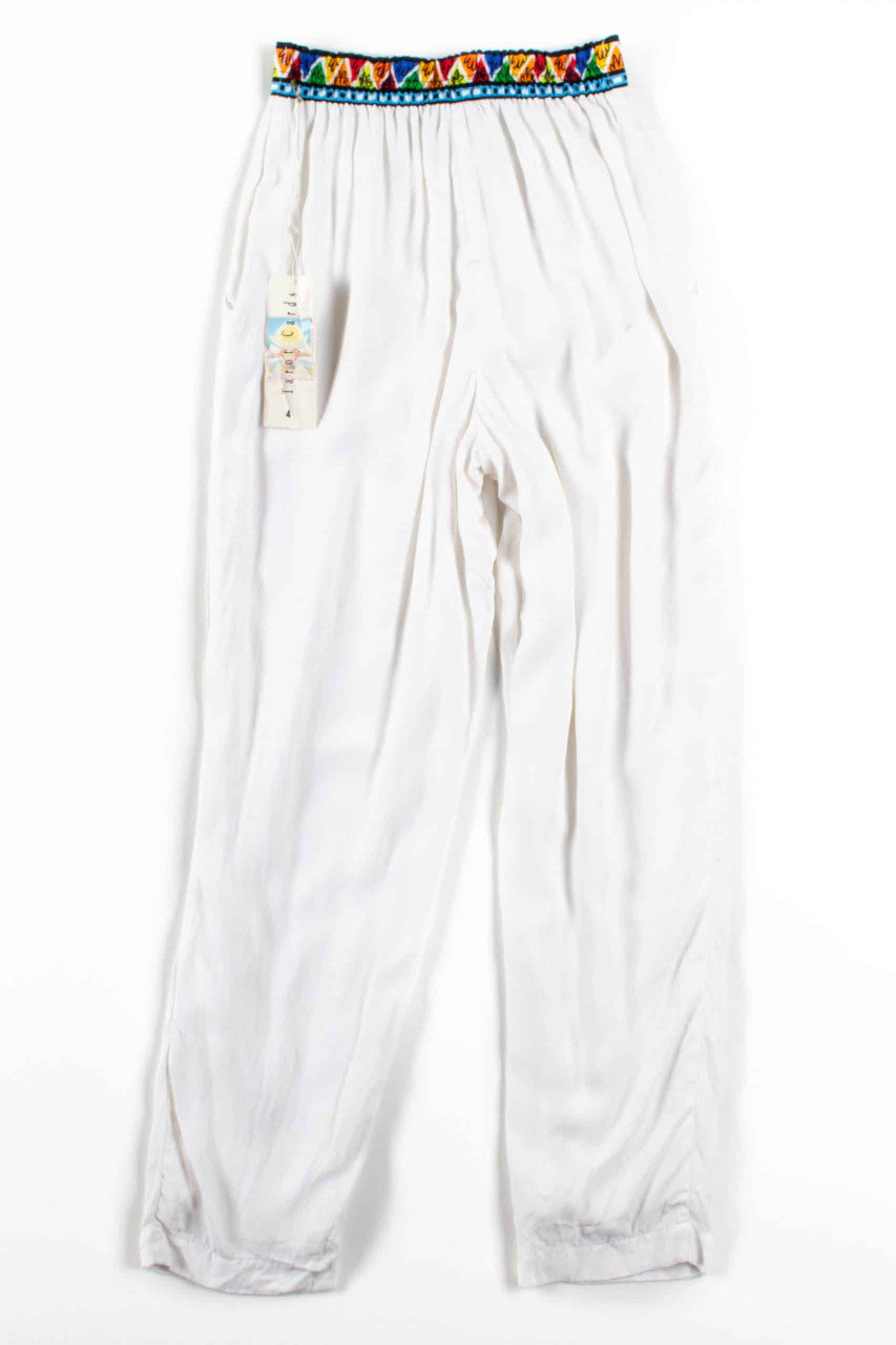 White Rayon Dorothy Schoelen Pants (sz. 4)