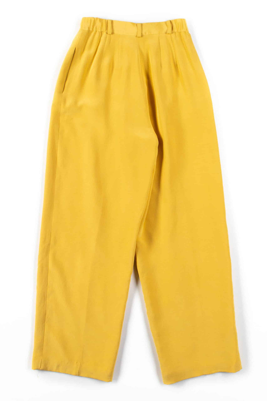 Yellow High Waisted Silk Vintage Pants (sz. 4)
