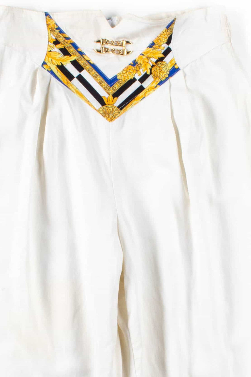White High Waisted Gold Chain Pants (sz. 6)
