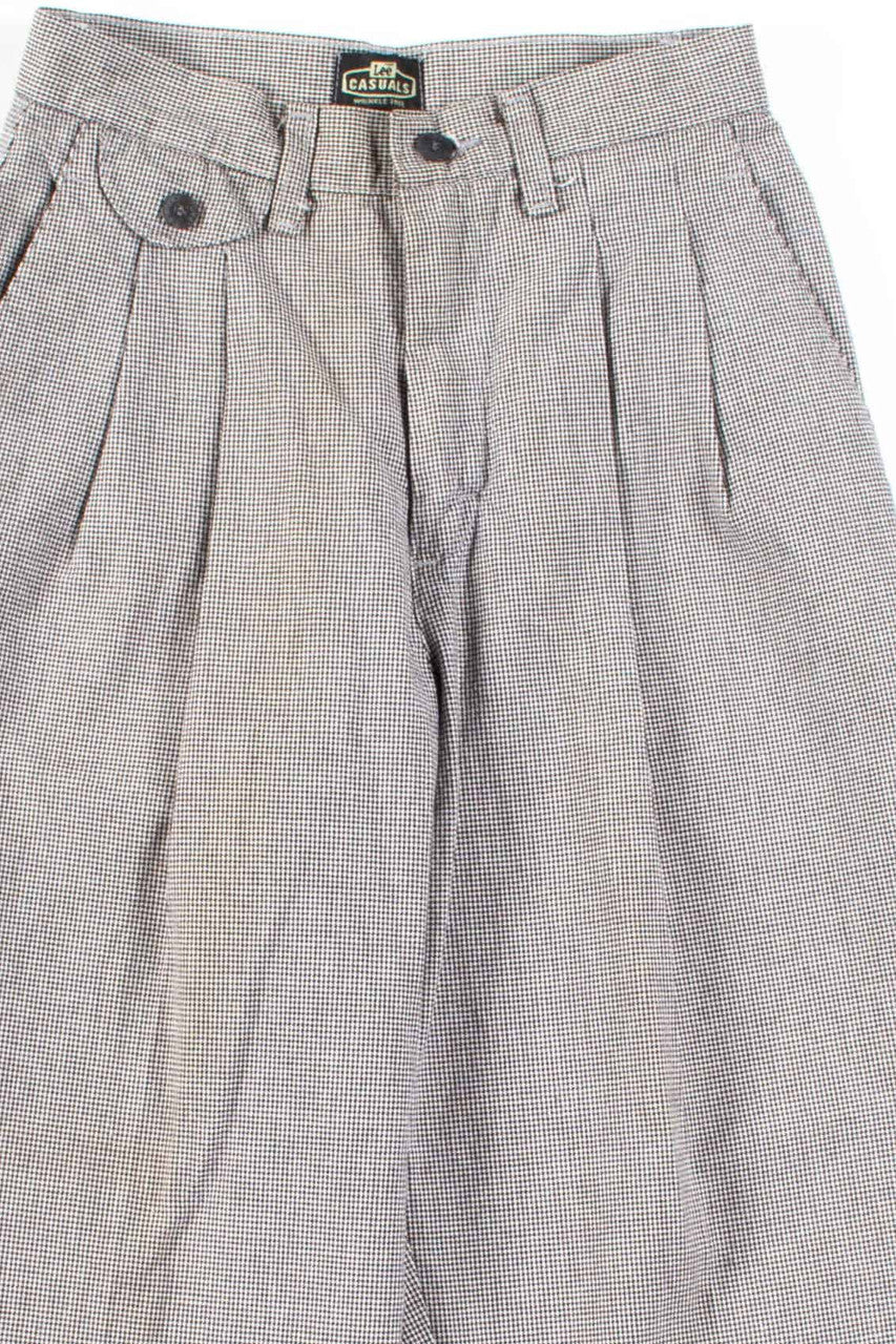 Black Houndstooth Pleated Lee Pants (sz. 4 Petite)