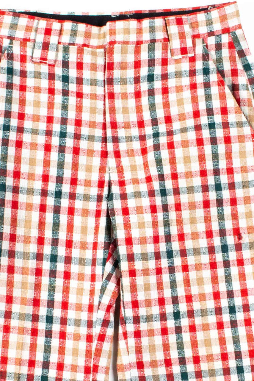 Red Plaid Flared Vintage Pants