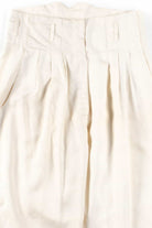 White High Waisted Pleated Silk Pants (sz. Medium)