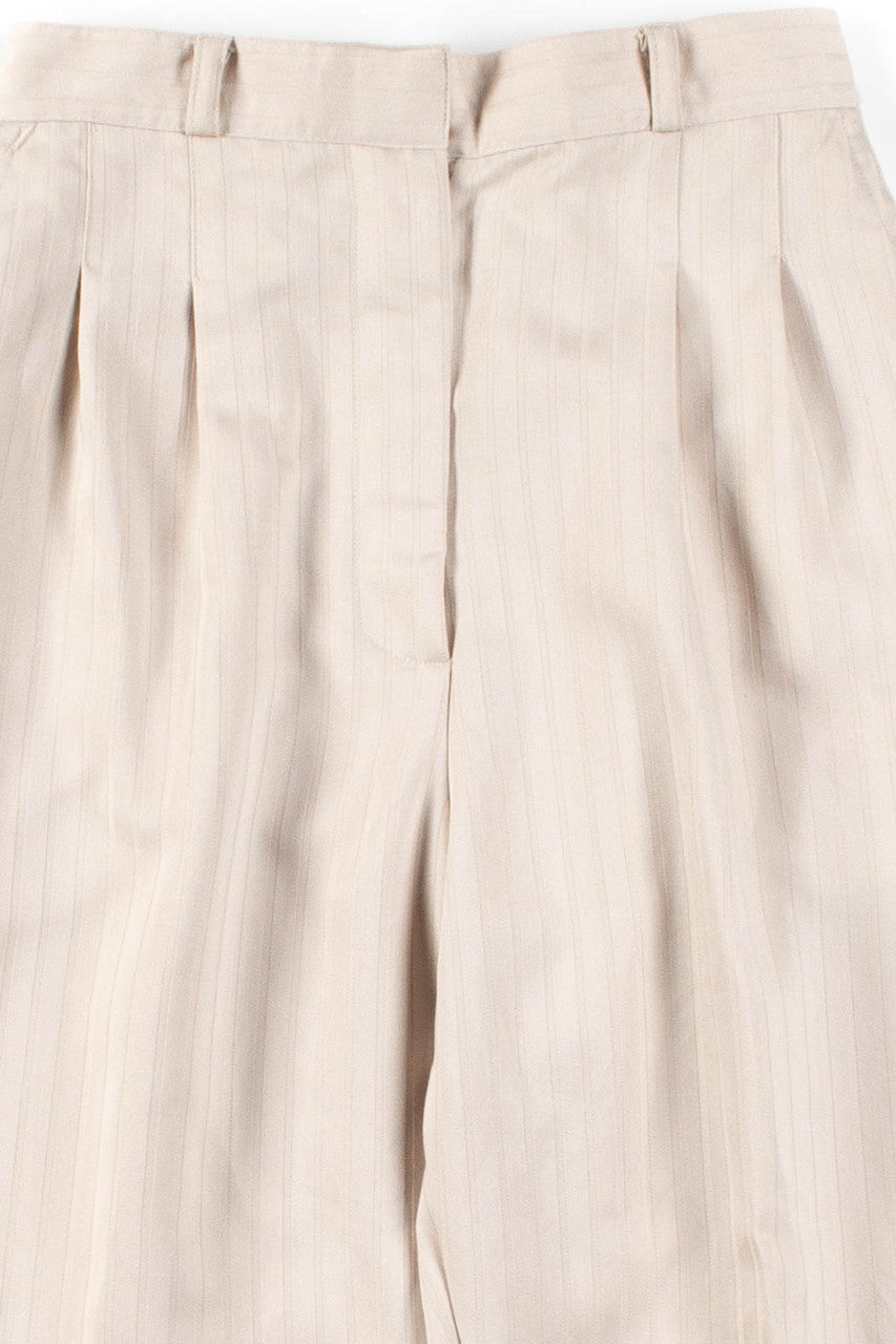 Beige Striped Pleated Vintage Pants (sz. 10)