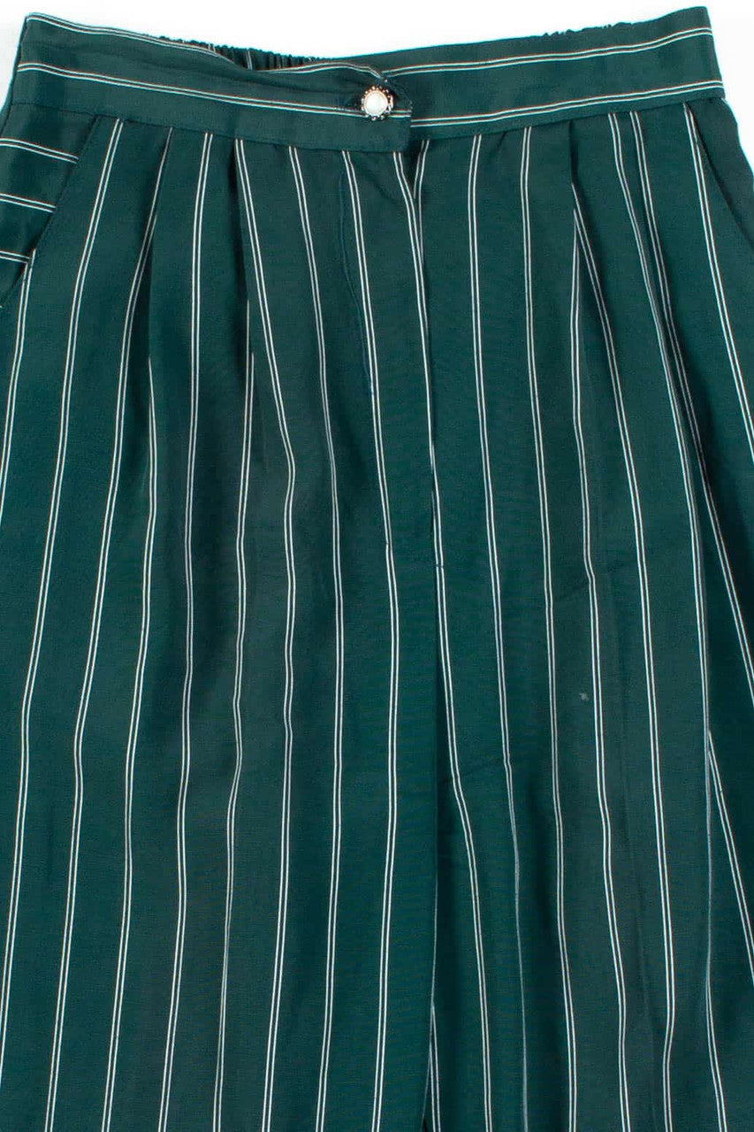 Green Striped High Waisted Vintage Pants (sz. Medium)