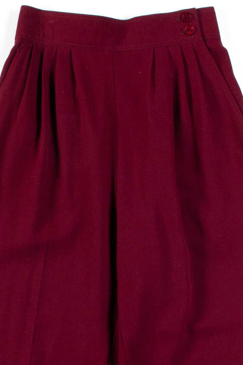 Burgundy Pleated Vintage Pants w/ Stirrups (sz. 8)