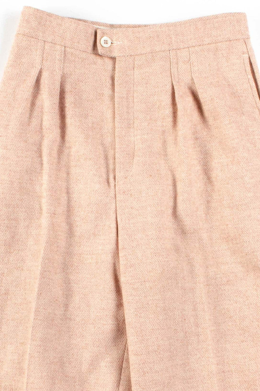 Pink Herringbone Wool Pants (sz. 8)
