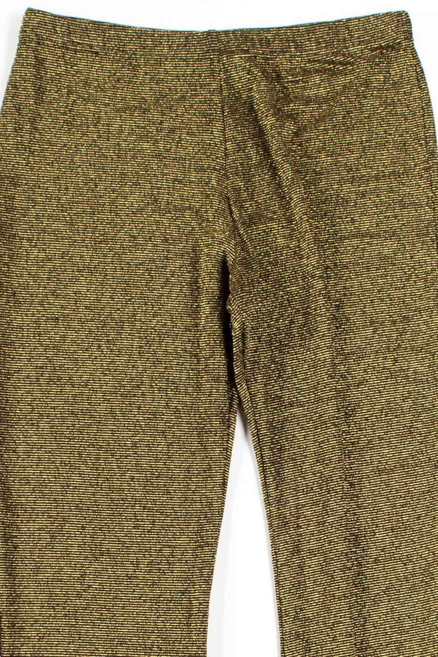 Gold Metallic Striped Flared Leggings (sz. Large)