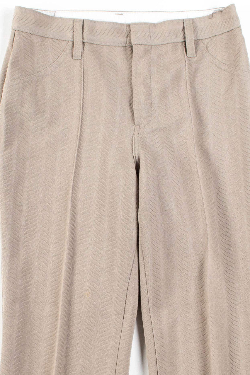 Tan Textured Pleated Pants