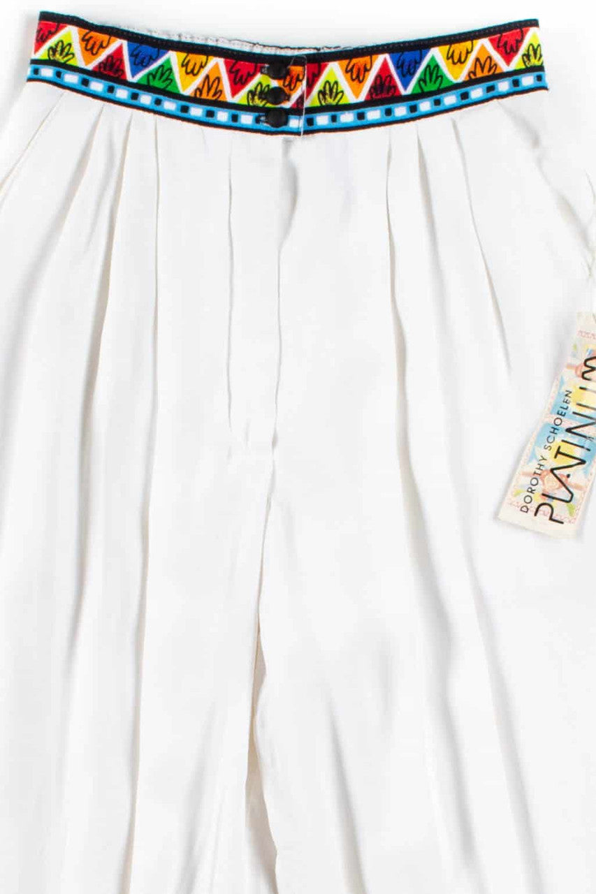 White Rayon Dorothy Schoelen Pants (sz. 4)