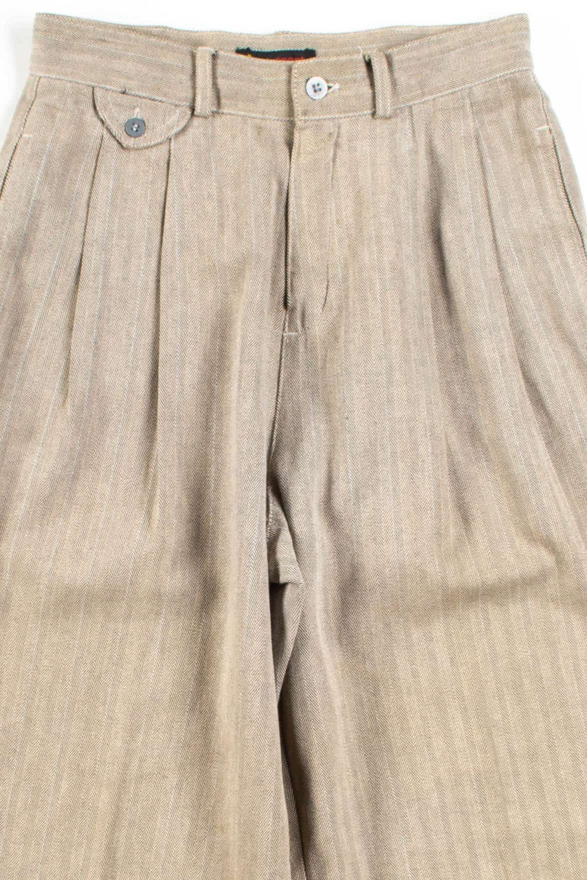 Tan Herringbone Pleated Pants (sz. 6)
