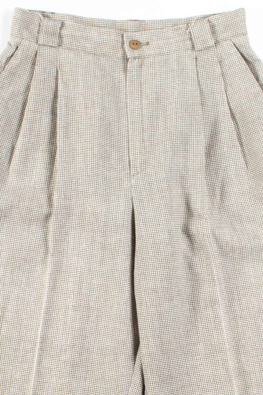 Olive Houndstooth Pleated Pants (sz. 6)