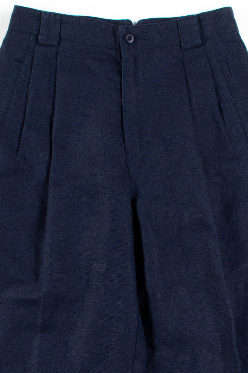 Navy Linen Pleated Pants (sz. 4)