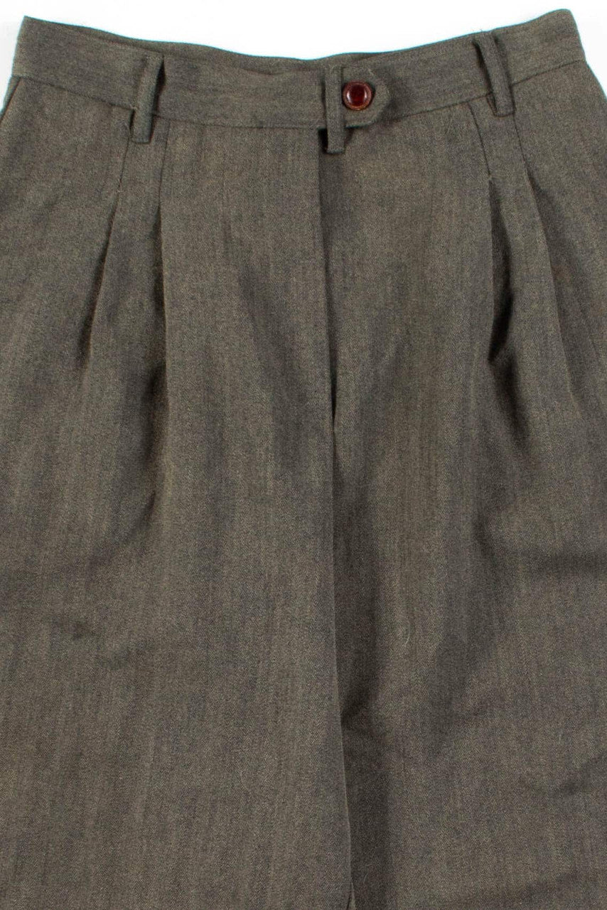 Olive Herringbone Pleated Pants (sz. 10P)