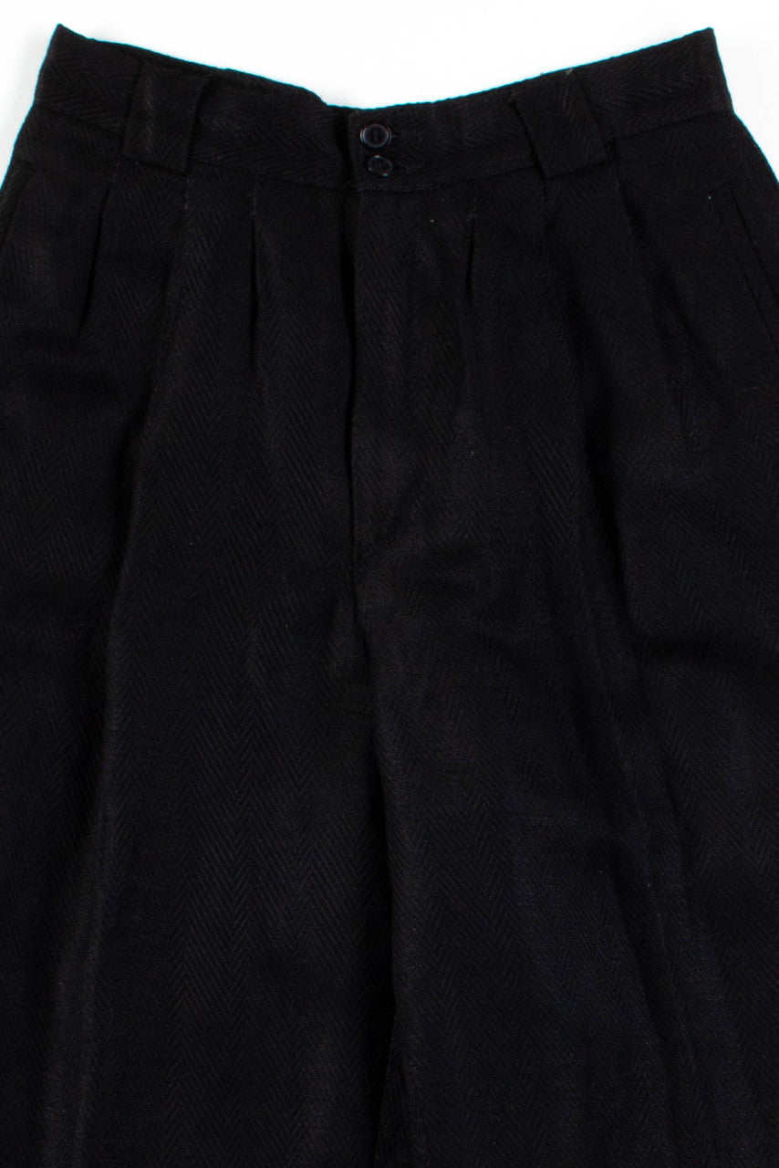 Black Herringbone Linen Pants (sz. 10)