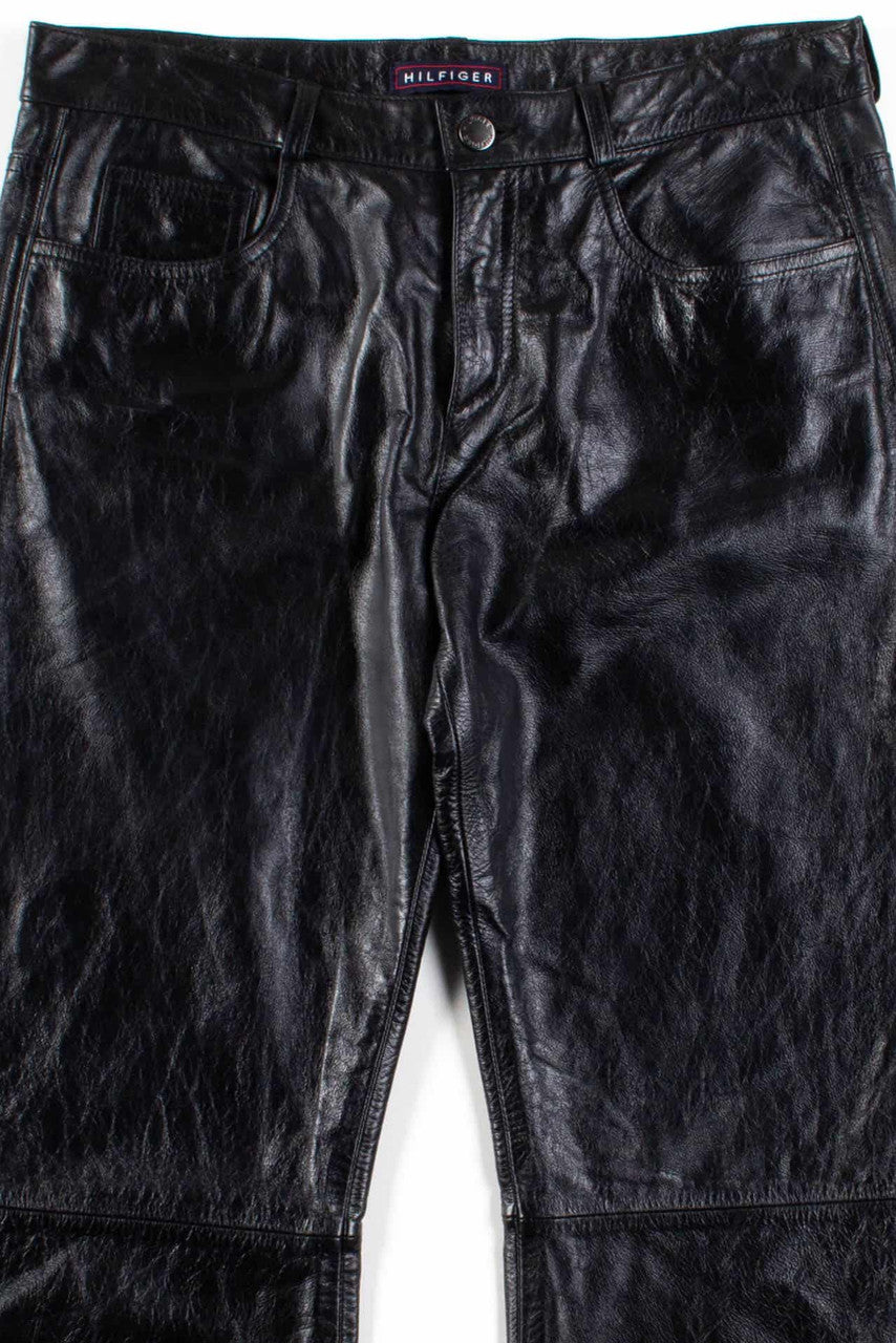 Black Leather Hilfiger Low Rise Pants (sz. 6)