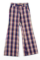 Navy & Burgundy Plaid Flared Vintage Pants