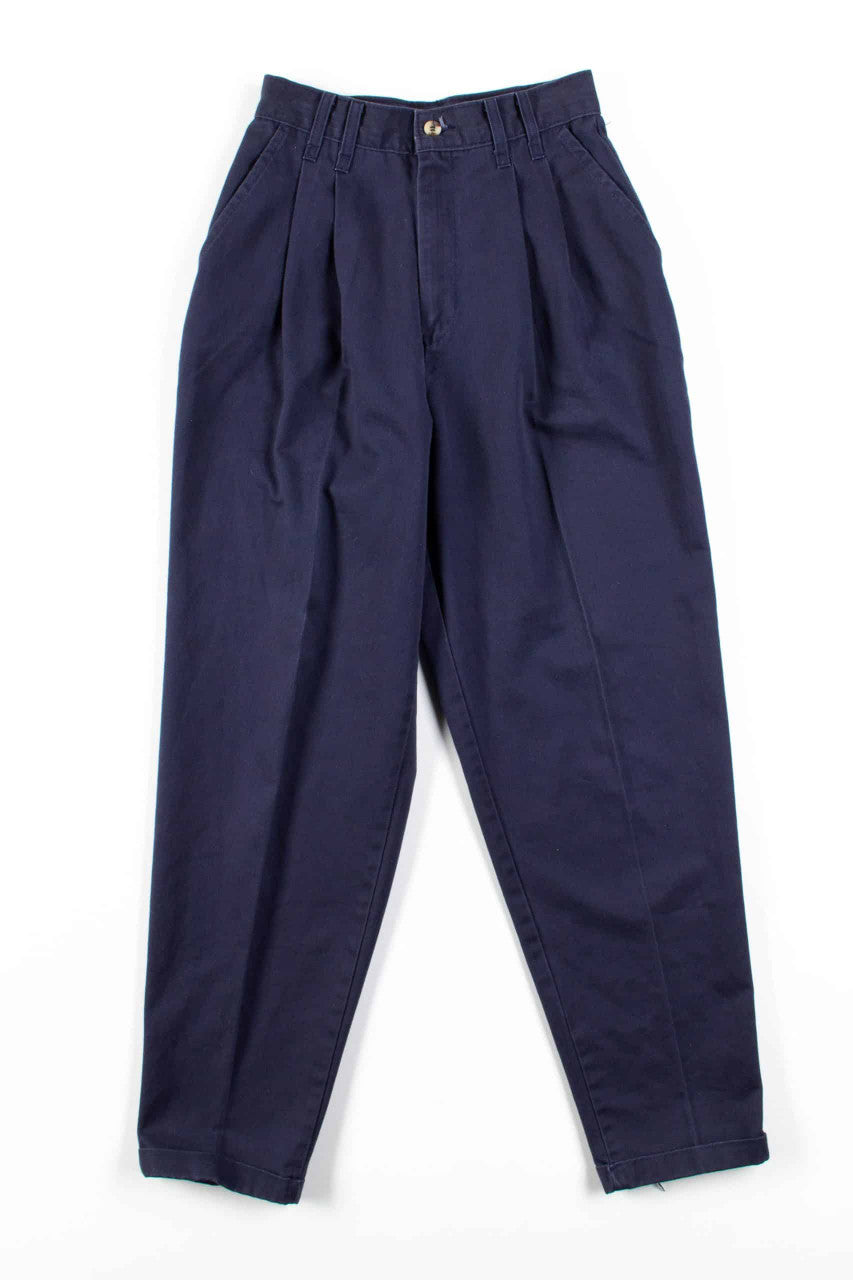 Chic Navy Pleated High Waisted Pants (sz. 8)