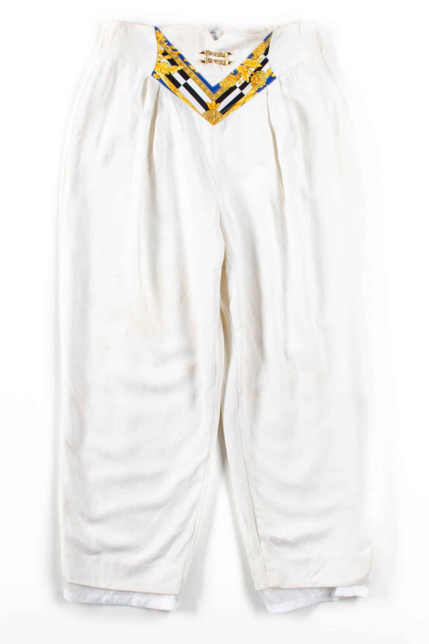 White High Waisted Gold Chain Pants (sz. 6)