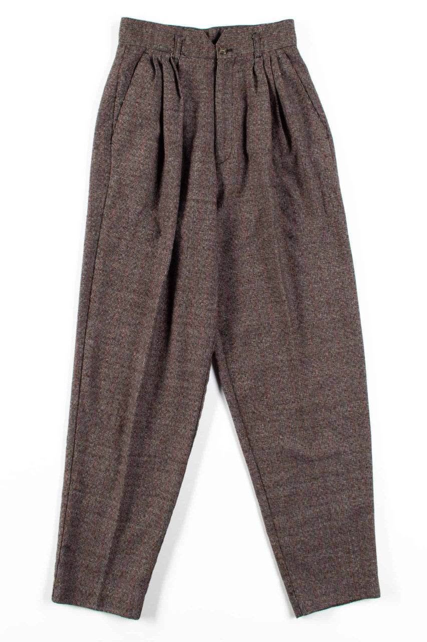 Brown Tweed High Waisted Pants