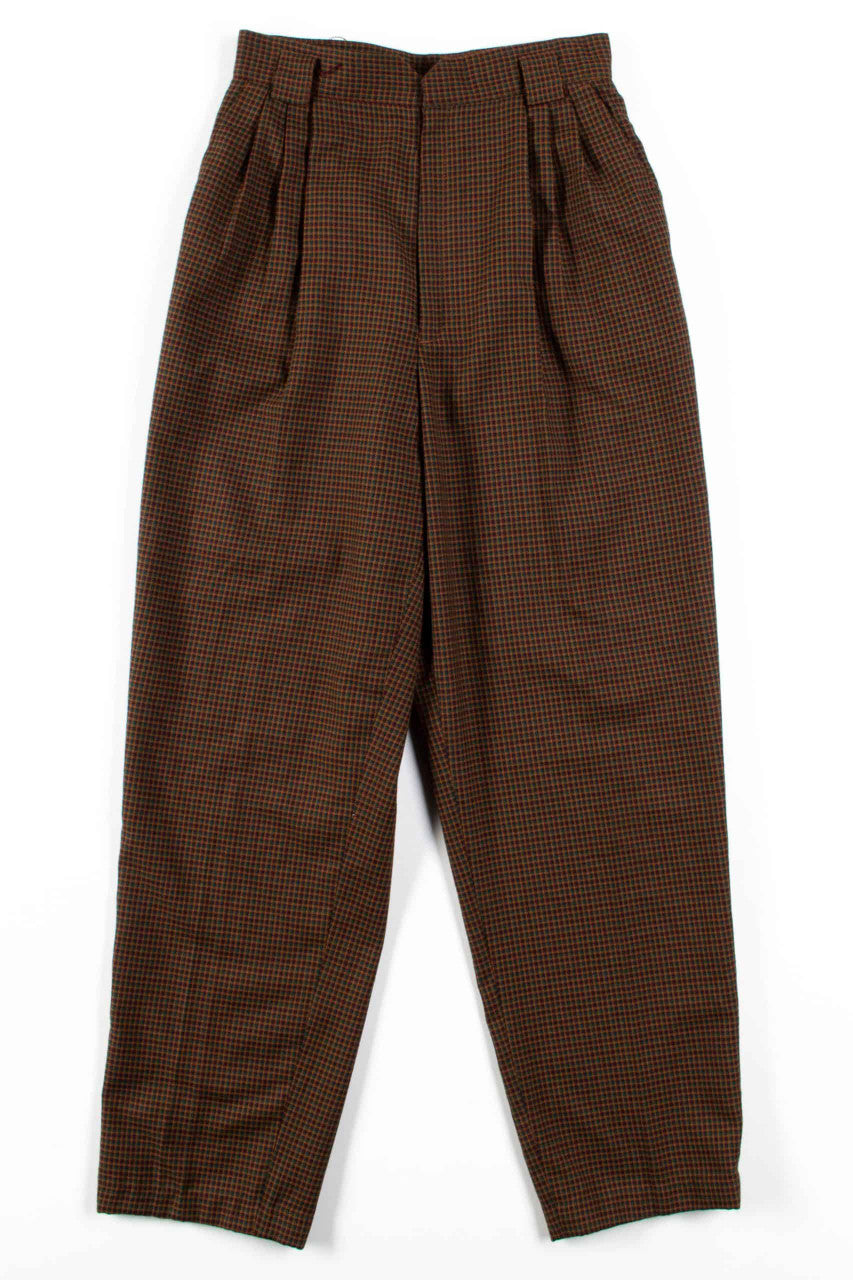 Brown Check High Waisted Pants (sz. 10)
