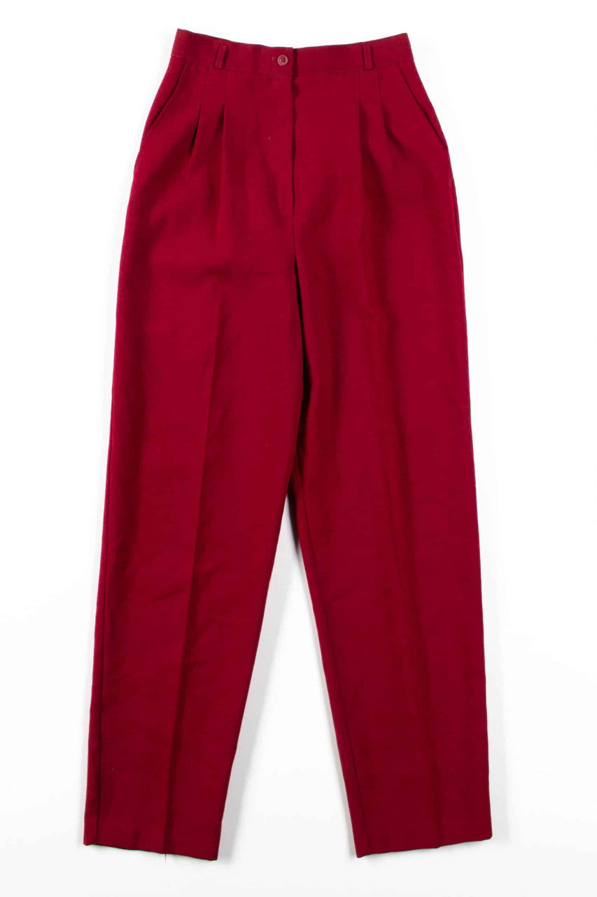 Burgundy Pleated High Waisted Pants (sz. 6)