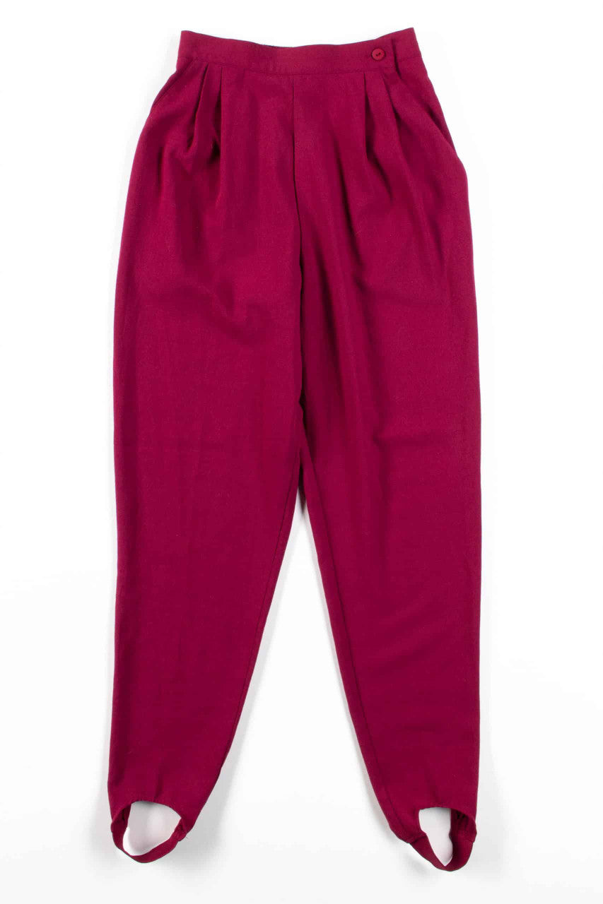 Burgundy Pull-On Pants w/ Stirrups (sz. 6 Average)