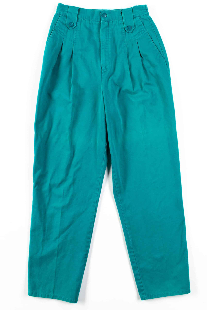 Teal Pleated High Waisted Vintage Pants (sz. 6)