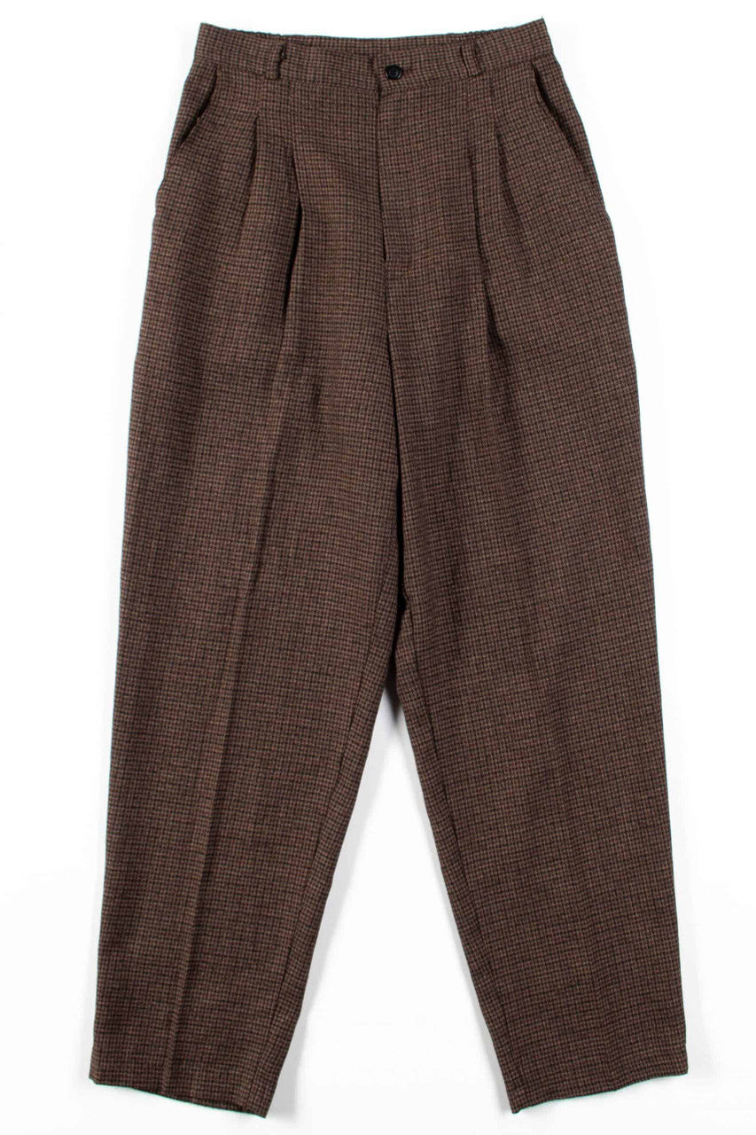 Brown Tweed Pleated Vintage Pants (sz. 10)
