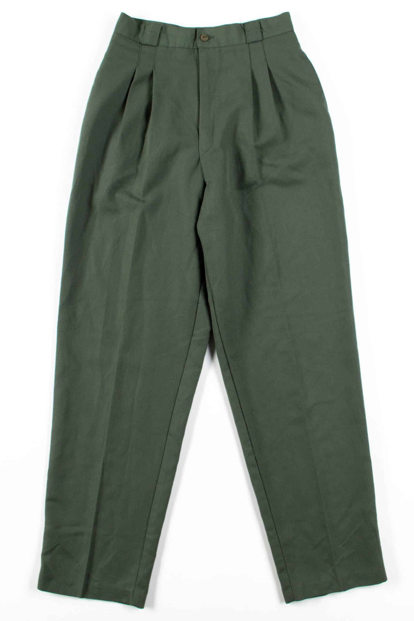Olive Pleated Vintage Pants (sz. 6)