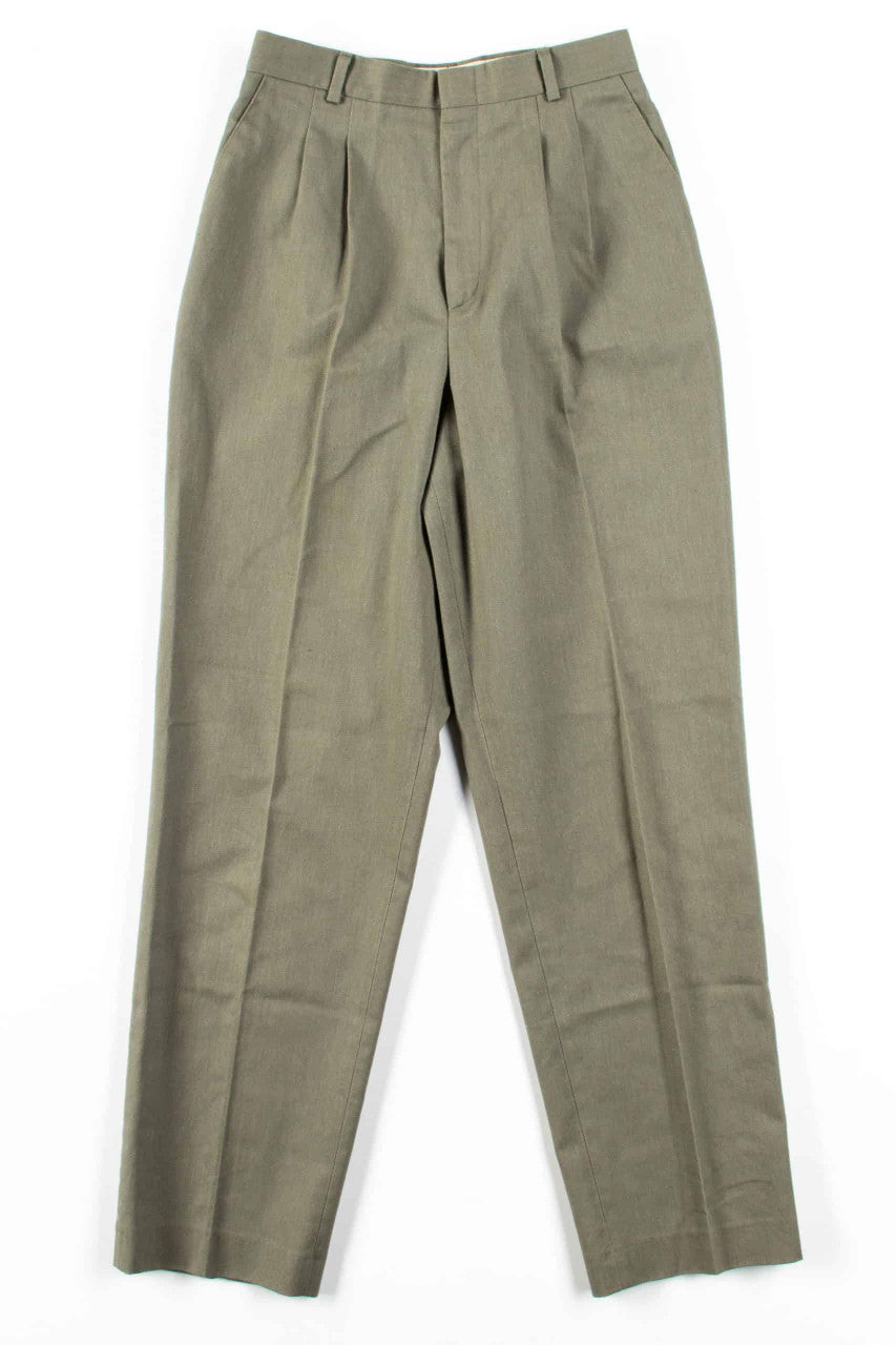 Olive Pleated Vintage Pants (sz. 6P)