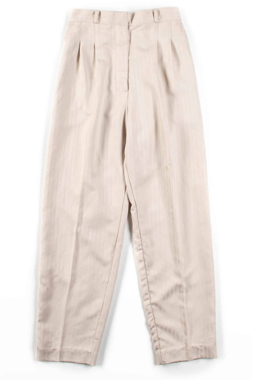 Beige Striped Pleated Vintage Pants (sz. 10)