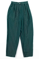 Green Striped High Waisted Vintage Pants (sz. Medium)