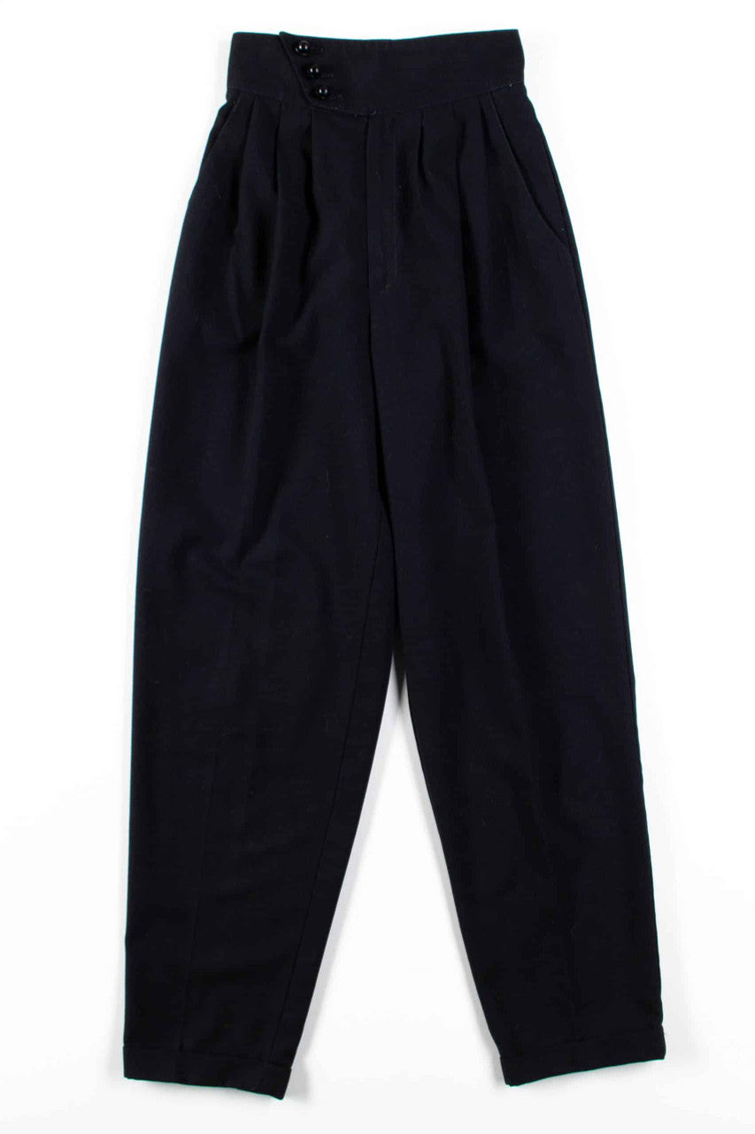 Black Three Button Pleated Vintage Pants (sz. 3)
