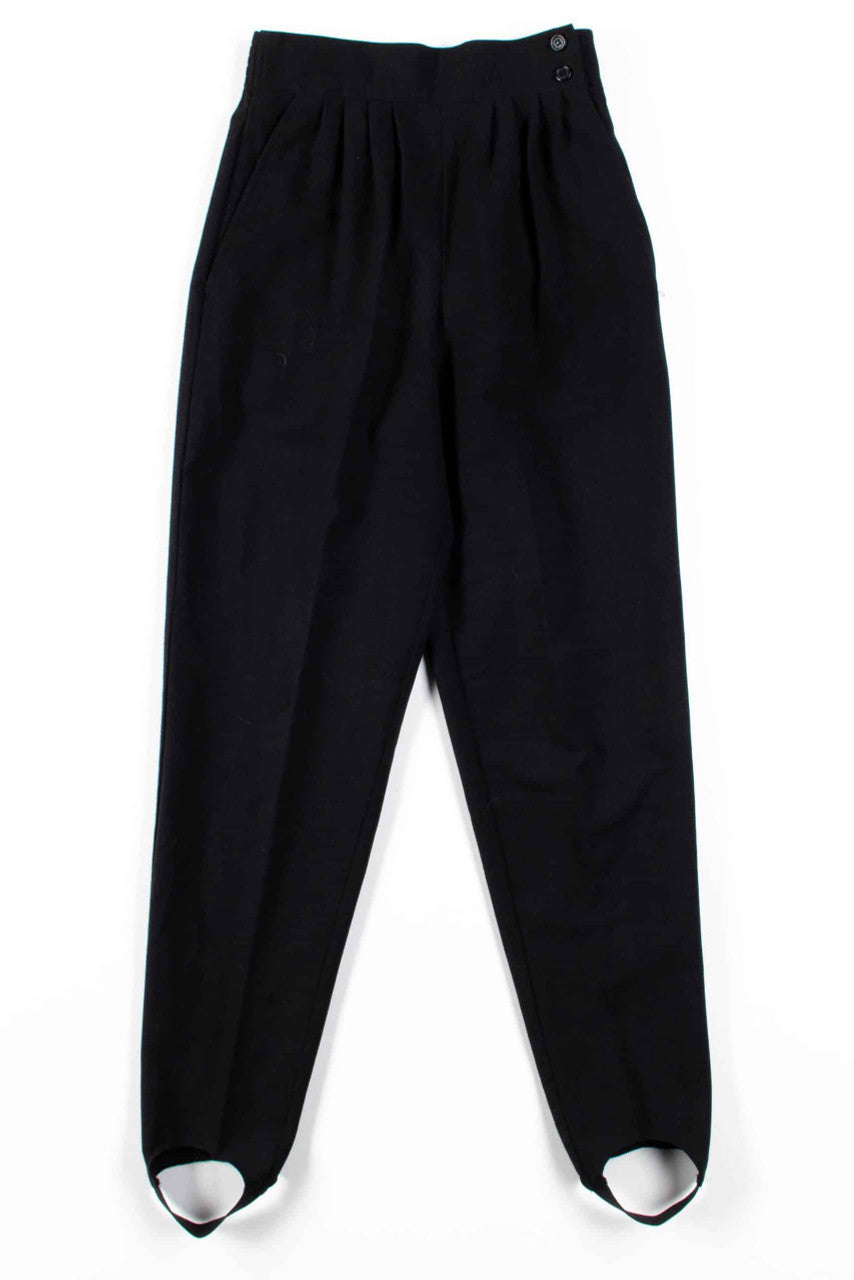 Black Pleated Vintage Pants w/ Stirrups (sz. 6)