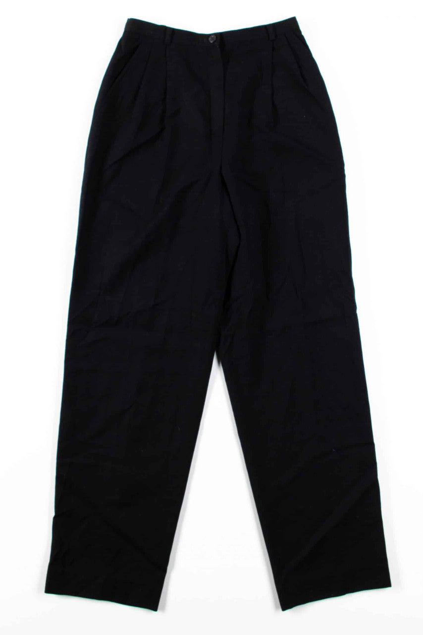 Black Pleated Wool Vintage Pants (sz. 4)
