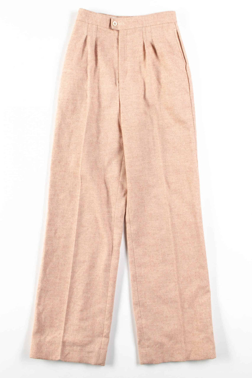 Pink Herringbone Wool Pants (sz. 8)