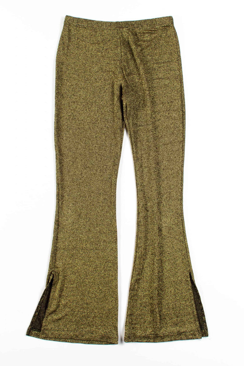 Gold Metallic Striped Flared Leggings (sz. Large)
