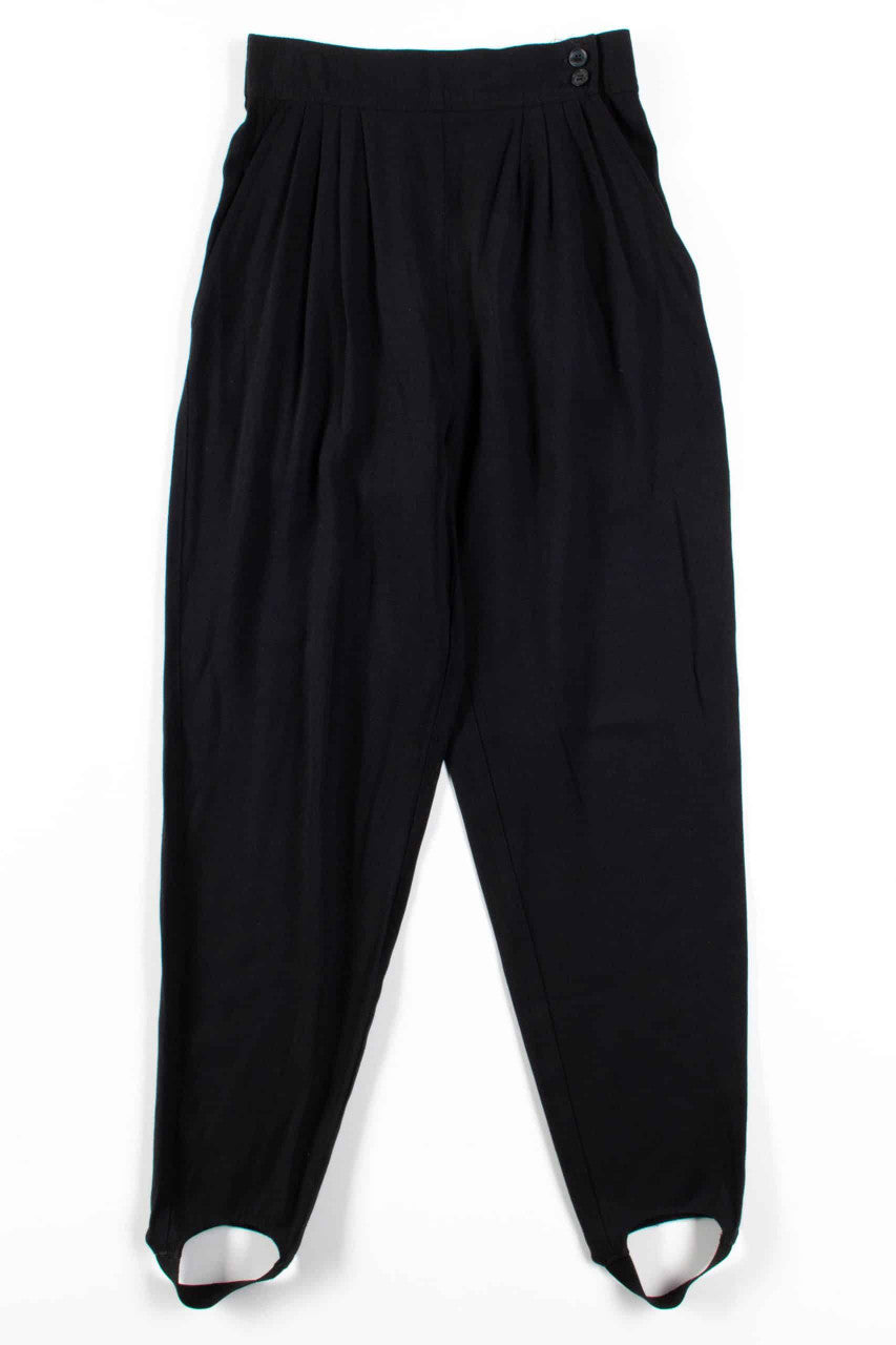 Black Pleated Pants w/ Stirrups (sz. 8)