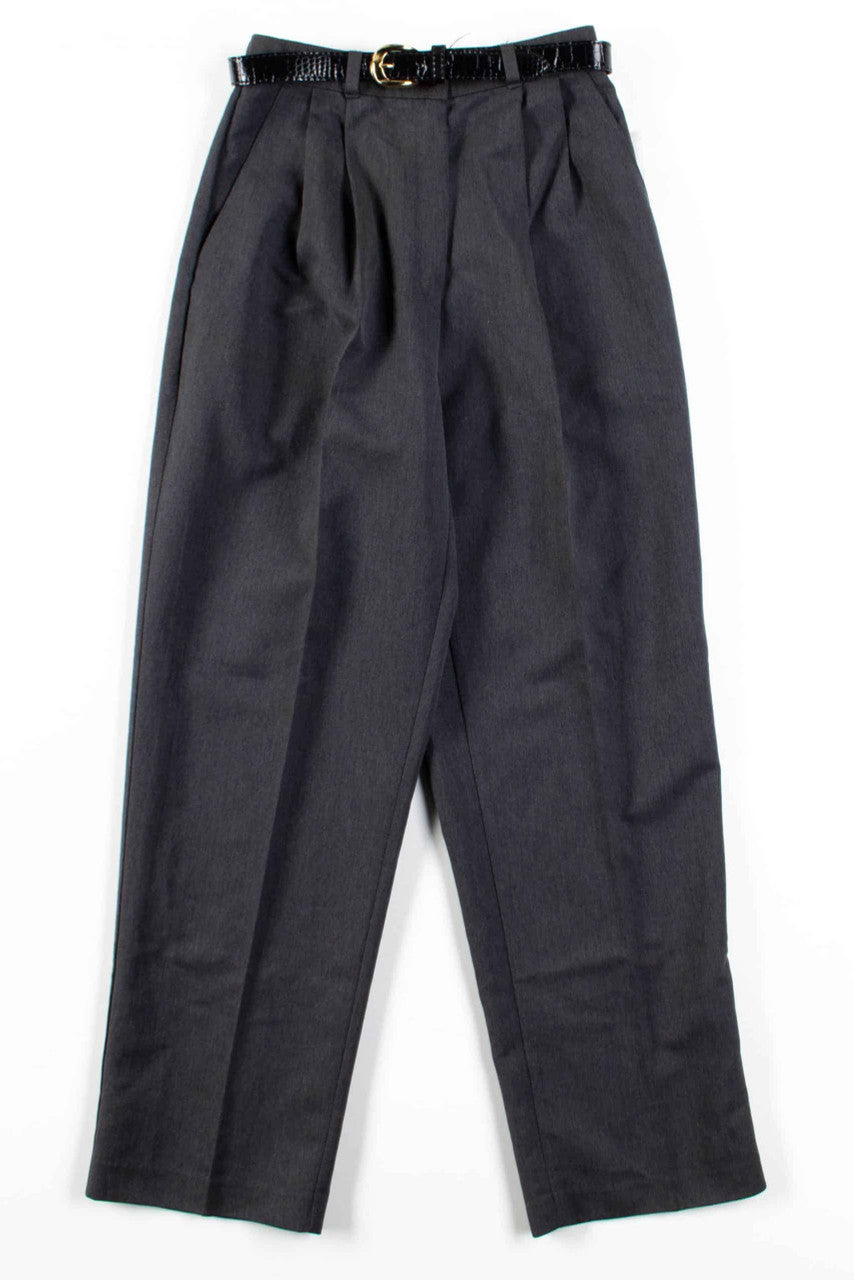 Grey Pleated Belted Pants (sz. 4P)