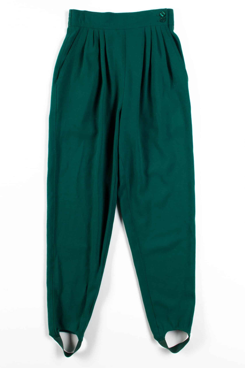 Green Pleated Pants w/ Stirrups