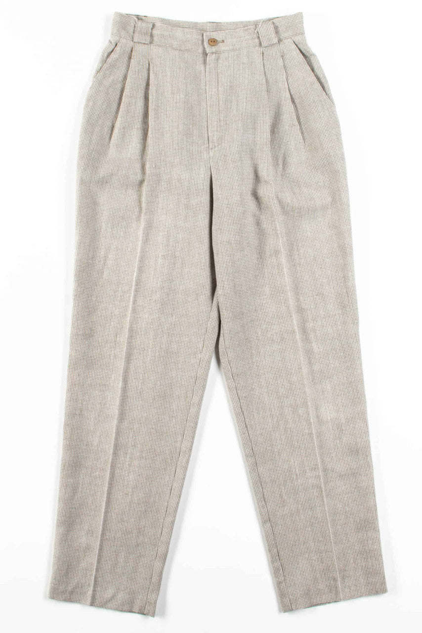Olive Houndstooth Pleated Pants (sz. 6)