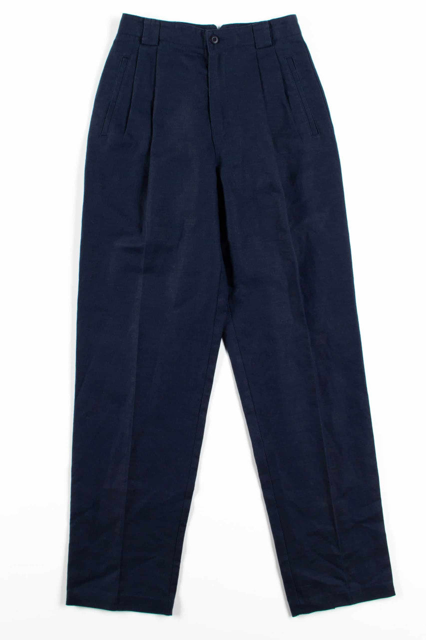 Navy Linen Pleated Pants (sz. 4)