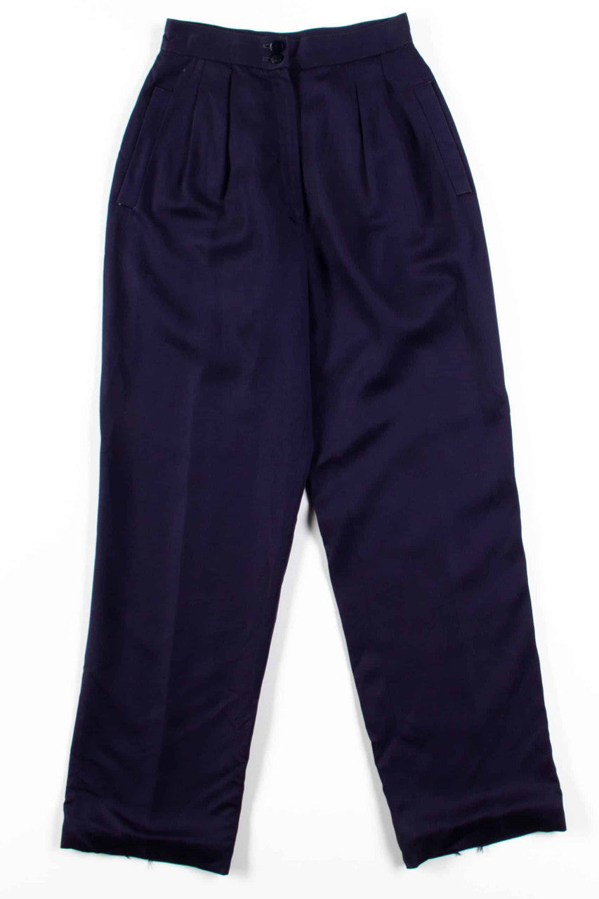 Navy Rayon Pleated Pants (sz. 4)
