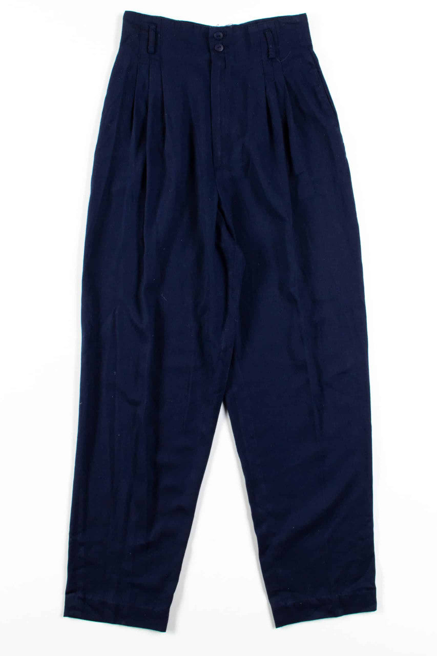 Navy Pleated High Waisted Pants (sz. 8) 1