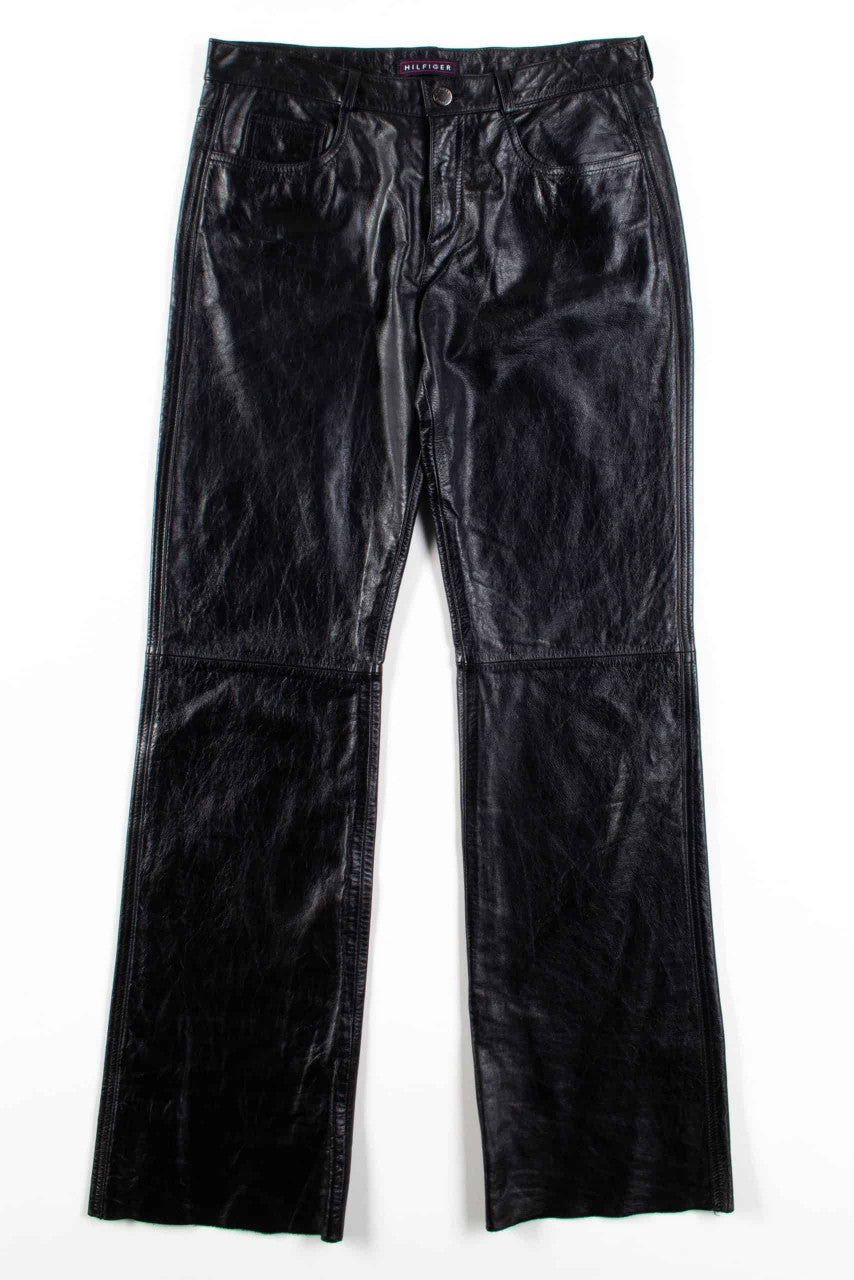 Black Leather Hilfiger Low Rise Pants (sz. 6)
