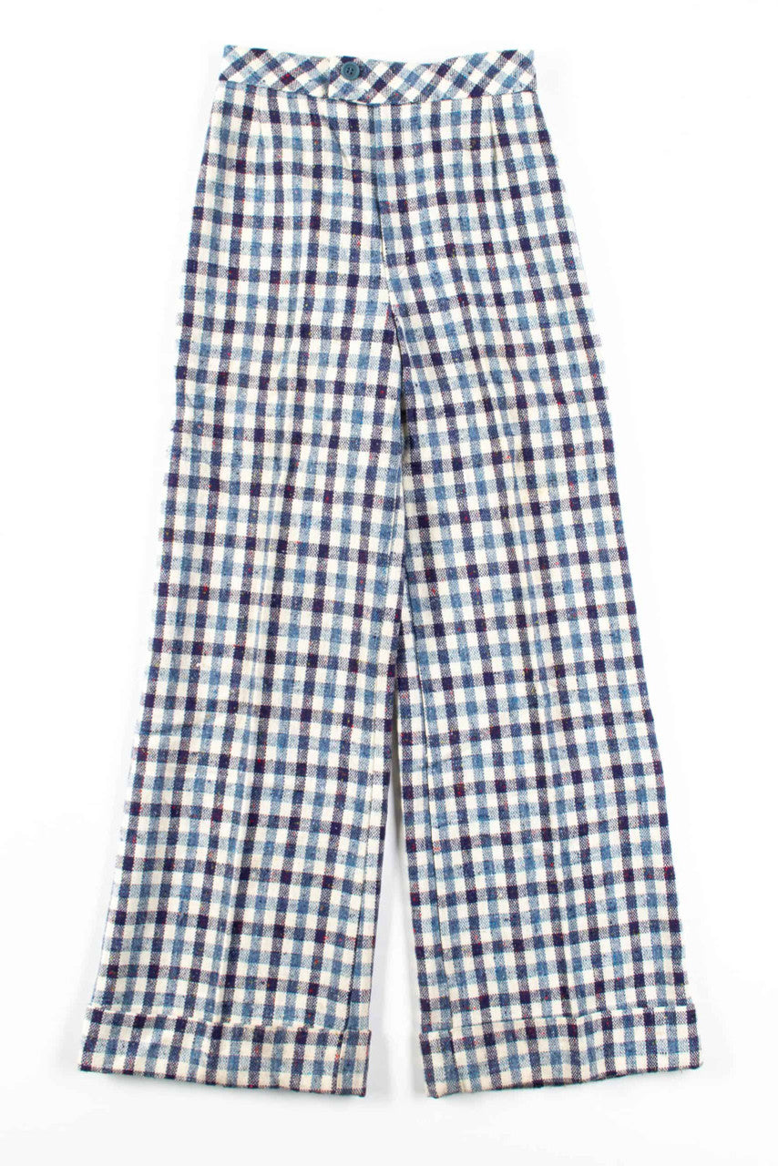 Blue Plaid Vintage Pants (sz. 9)