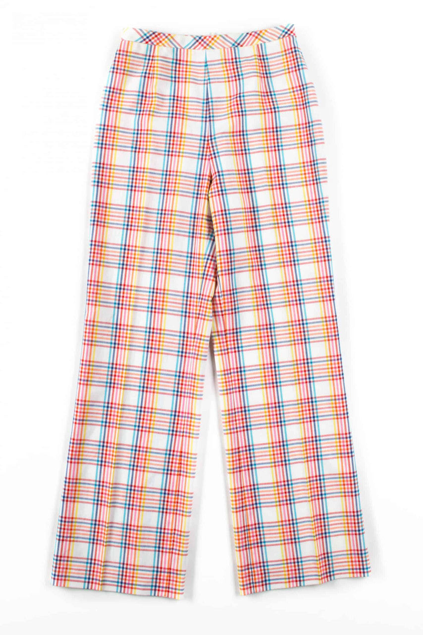 Bright Multicolor Plaid Vintage Pants (sz. 10)